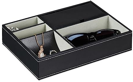 Relaxdays Schmucktablett, 5 Fächer, Moderne Schmuckaufbewahrung, HBT: 5x25,5x18,5 cm, Schmuck Schubladeneinsatz, Farben