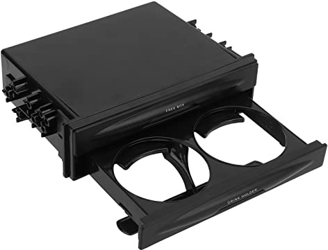 2-in-1 DIN Autoradio Organizer, Doppellagig, ABS, Schwarz | Ablagefach für Fahrzeugkonsole, Strapazierfähiger Kunststoff, Zweifach-Getränkehalter, Universelle Einschubbox