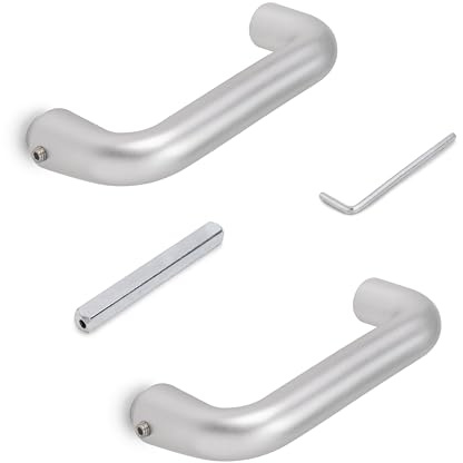 Emuca - Türgriffe für Innentüren, Türgriffe für Glastürschlösser, U-Modell, Aluminium, Matt eloxierte Oberfläche