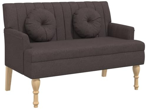 vidaXL Sitzbank mit Kissen Dunkelbraun 113x64,5x75,5 cm Stoff
