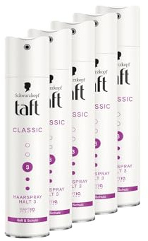Schwarzkopf Taft Haarspray Classic (5x 250 ml), Haltegrad 3 Haarstyling, Haarspray für alle Haartypen, Halt und Schutz, vegane Formel*