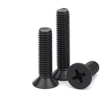 100stk M4×6mm Edelstahl schwarz 304 Kreuz Flachkopfschrauben, Phillips Senkkopfschrauben