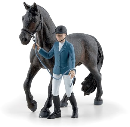 PAPO - Statuetta Cavallo e Cavaliere Pénélope Blacky Realistica - 3 Anni + - Collezione Mondo Equestre - Gioco Creativo Equitazione - Idea Regalo Giocattolo Bambina Bambino