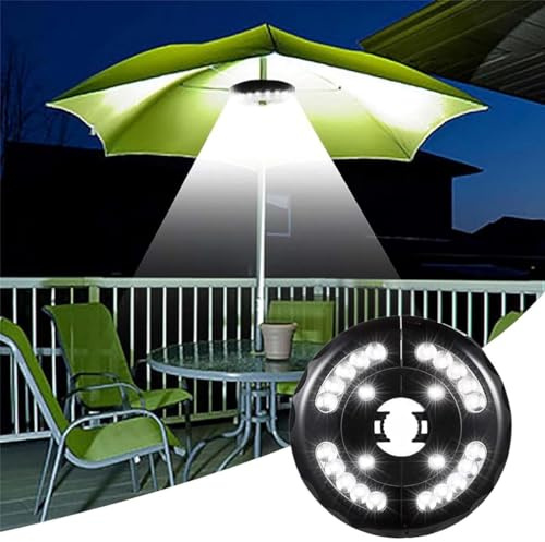 2024 Patio Umbrella Light with 24 LEDs, Regenschirm-LED-Leuchten für den Außenbereich, LED Außenleuchten Sonnenschirm Beleuchtung Lampe, Selbsteinstellendes USB-Laden für Strand Zelt Camping