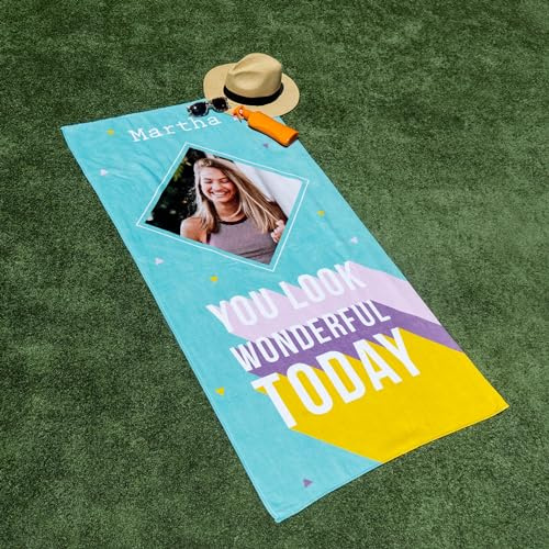 Wanapix | Rechteckige Handtücher mit Foto Bedrucken | 50x100 cm |Handtücher mit Fotos oder Texten | Bade- und Poolhandtücher | Waschmaschinengeeignet | 100% Personalisierter