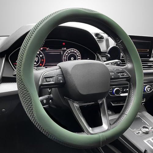 HommyFine Auto Lenkradbezug Lenkrad Abdeckung Anti-Rutsch Universal Lenkradhülle Lenkrad-Booster für Meisten Auto, SUV, LKW (Grün O Form)
