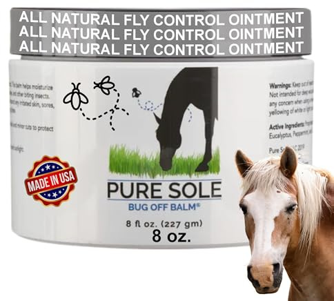 Bug Balm for Horses | Pure Sole Bug Off Balm | Helps Protect Ponies, Cows, Donkeys & Other Farm Animals |Sweet Itch Belly Balm Ointment| Safe for Face, Ears, Eyes, and Wounds, 8 oz.