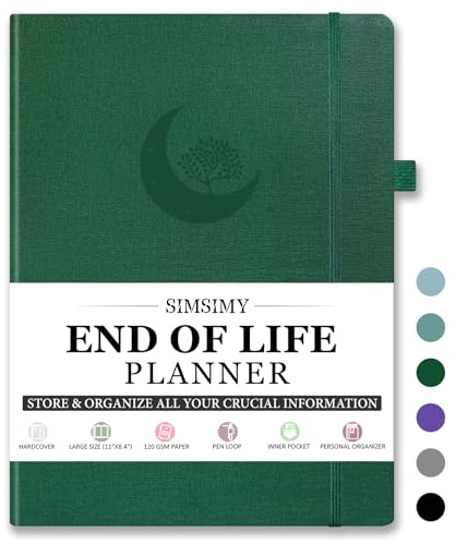 SIMSIMY End of Life Planner, Guided Estate Planning Organizer Notebook, Final Arrangements Organizer for Beneficiary, Will Preparation, Last Wishes & Funeral Planning, In Case of Death Organizer, 8.4x11