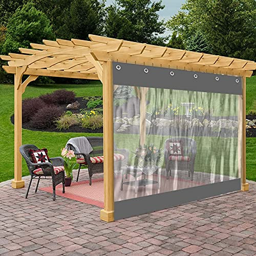Gartenpavillon-Vorhang, wasserdicht, grau, 8,5 x 3 m, transparent, Balkonvorhänge für Pergola und Veranda, wetterfeste Vorhänge für den Außenbereich