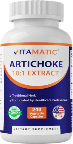Vitamatic Artichoke Extract 10:1 1000 mg Concentrated Extract Per Serving – Plant-Based, Vegetarian, Non-GMO, Gluten-Free – Made in the USA – 240 Count