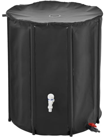 ACNMGDF Foldable Rain Barrel System: Portable Collapsible Tank with Spigot and Overflow - Sturdy Design for Gutter Downspout Rainwater Catcher Outdoor black 52Gallon/200L