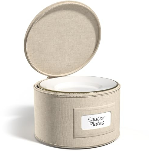 Sorbus China Storage Containers – Dinnerware Organizer for Dessert Plates with Lid (Holds Service for 12) with Felt Protectors – 7.25 x 5