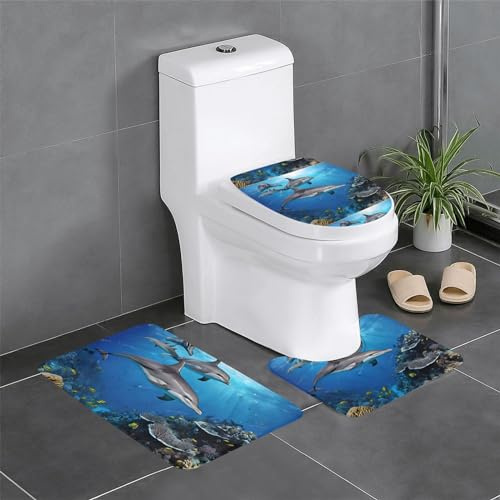 3 Piezas Juego De Alfombra De Baño Orca Juego De Alfombrillas De Baño Cómoda Moda Alfombras De Cama, para Bathroom, Dormitorio, Cocina