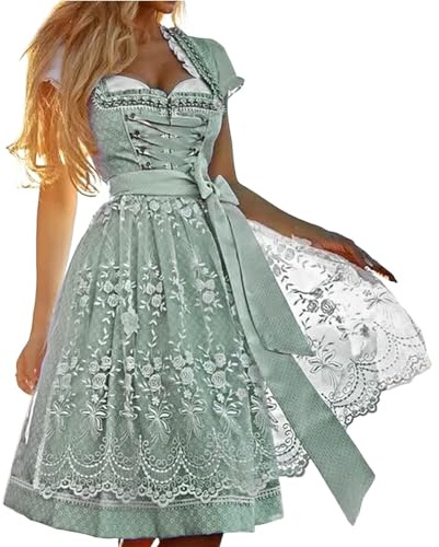 Dirndl Rock Damen Dirndl Damen Midi Trachtenkleid Schlicht Outfit Trachtenmode Vintage Set Elegant Kostüm Inkl Dirndlschürze Trachtenkleid midi schwarz