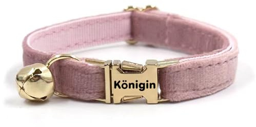 weiche künstliche Samt Katze Halskette, benutzerdefinierte Katze Etiketten, Hals 16-32 cm (Champagner rosa)