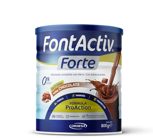 FontActiv Forte ProAction Chocolate | 800g | Suplemento Nutricional Fibra | 0% Azúcares añadidos, Para Adultos