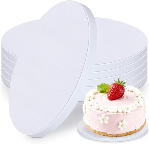 Sivaopa 10 inch Tortenplatte, Cake Board 25 cm Rund, Kuchenplatte 12 mm Dicke, Weiß Tortenunterlage Rund, Wiederverwendbare Kuchenplatte, 5 Stück Cake Drum