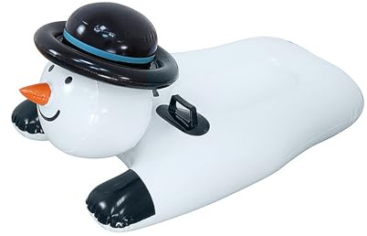 Akozon Winter Snowman Uppblåsbar Snow Tube för Barn - Dubbla Handtag Slitstark Skidbräda för Familjens Skoj