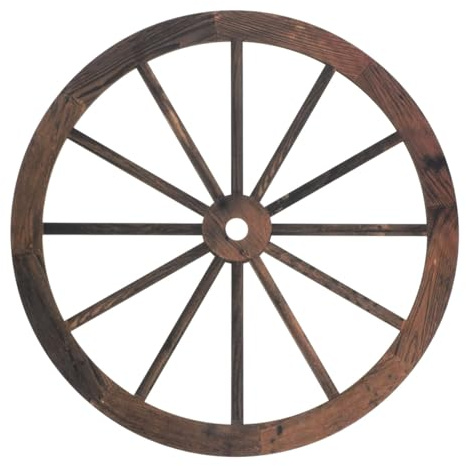 SHINEOFI Wooden Wheel Wall Decor 30cm/11.81 Inch Rustic Wooden Cartwheel Antique Wood Wheel Hanging Decoration for Office Home Garden Farmhouse Wall Arts