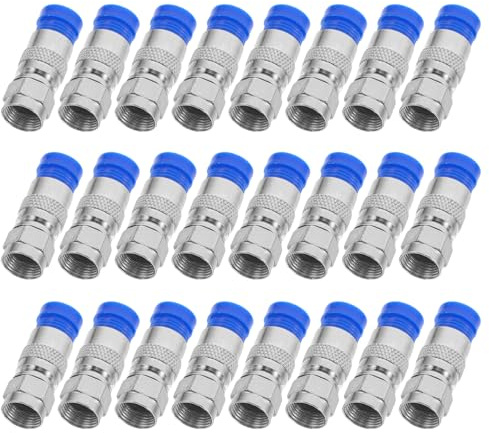SHINEOFI Kit de 40 Conectores de Compresión Rg6 Tipo F para Cable Coaxial, Adaptadores para Instalación de Antena y Cable TV, Accesorios Compatibles para Sistemas de Audio y Video