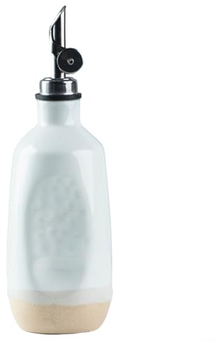 UDQYQ 280ml Ceramic Olive Oil Dispenser, Oil & Vinegar Cruet with Stainless Steel Spout, Cooking Oil Dispenser