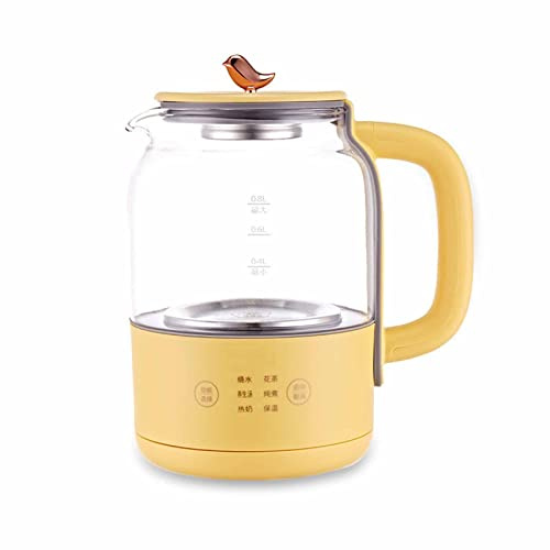 Bollitore elettrico, bollitore multifunzionale da 0,8 litri mini in acciaio inossidabile ad alto contenuto di vetro borosilicato con controllo della temperatura 6 funzioni principali