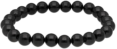 Schörl Kugelarmband 8 mm Armband Edelstein Heilstein Damen Herren | Inkl. Edelsteinkarte | Elastisches Perlenarmband | Grundumfang ca. 19 cm