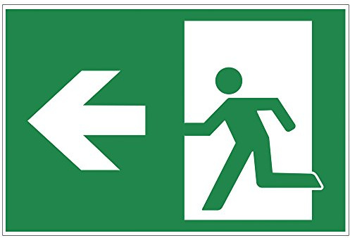 Schild Notausgang links, Alu-Dibond, 200x140 mm | 3 mm stark, wetterfest