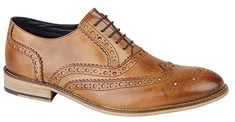 Roamer svart/brun läder 5 öljett Brogue Oxford sko, - SOLBRÄNNA - 8 UK