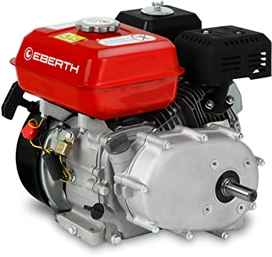 EBERTH 6,5 PS 4,8 kW Benzinmotor Standmotor Kartmotor Antriebsmotor mit Ölbadkupplung, 20 mm Ø Welle, Ölmangelsicherung, 4-Takt, 1 Zylinder Benzin Motor, 196 ccm Hubraum, luftgekühlt, Seilzugstart