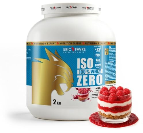 ISO WHEY ZERO 100% Pure Protéine - Pure Whey Protéine Isolate Savoureuse Pour Prise de Masse Musculaire - Assimilable Rapidement - 2kg - Saveur Framboisier - Eric Favre