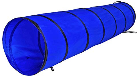 lionto Outdoor Tunnel robust für große & kleine Hunde, 200x40 cm, Faltbarer Spieltunnel für Kinder mit Heringen aus reißfestem Material, standhafter Agility Tunnel mit praktischer Tragetasche, blau
