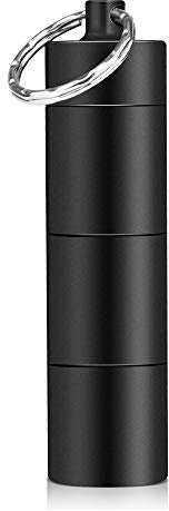 Opret Pillendose Schlüsselanhänger Wasserdicht mit 3 Teilbaren Fächern, Kleine Tablettendose für Unterwegs, Pillenbehälter –Schwarz