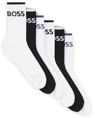 BOSS Herren 6P QS Stripe CC Sechserpack kurze Socken aus geripptem Baumwoll-Mix