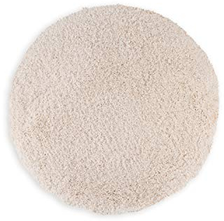 WohnDirect Premium Hochflor Badezimmerteppich Creme • Rutschfester & Extra Flauschiger Badvorleger • Badteppich, Badematte Rund Ø 70 cm
