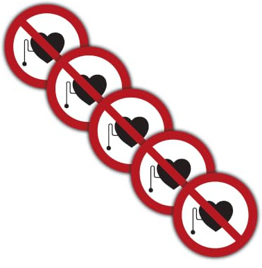 STROBO 5 Stück Aufkleber Herzschrittmacher mit Ø 9,5 cm | Sticker mit geschlitzter Rückseite für den Innen- und Außenbereich | UV-Schutz, Wind- und Wetterfest