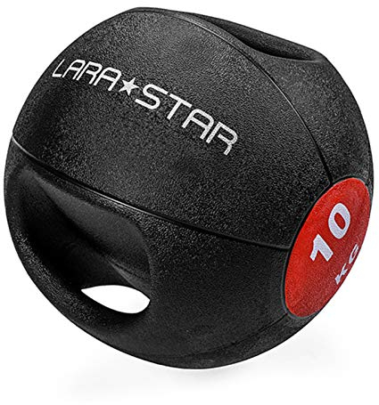 Medizinbälle Hua Massive Elastische Gummi-Medizin-Kugel 10kg / 22LB Für Erwachsene Fitness, Doppelte Griff rutschfeste Balance-Ball, Kernfestigkeit Trainingsball Für Männer Und Frauen