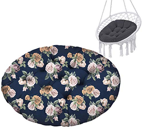 Ferocity Hängesessel Kissen, Polster Bodenkissen für Schwenksessel, Auflage für Baumwoll Hängeschaukel, Papasansessel, Hängekorb, Hängestuhl, Durchmesser 90 cm, Rosen [114]