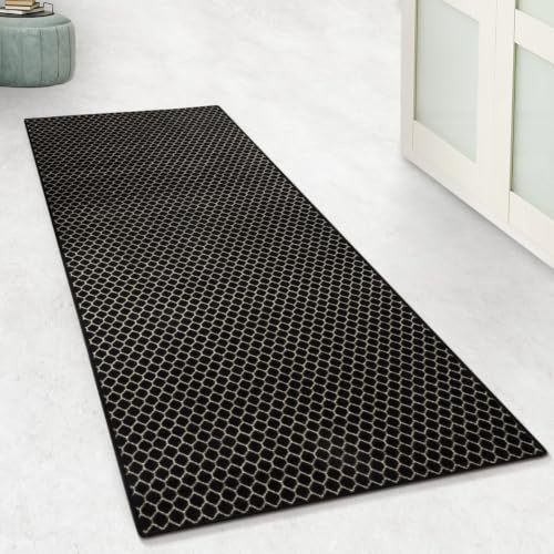 Floordirekt Teppichläufer mit Muster - maßgefertigter Feinschlingen Teppich Läufer für Küche, Flur & Wohnraum - Ornament Vintage Orient Gitter (80 x 200 cm, Dundalk)