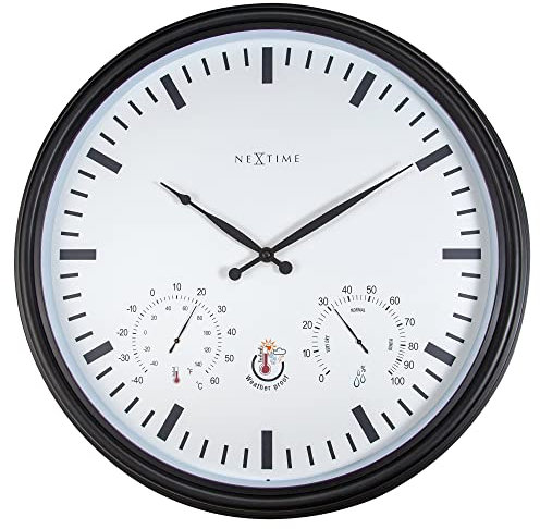 NeXtime 4306ZW Wanduhr, Kunststoff, Schwarz, 50.8cm