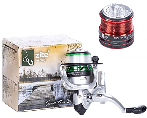 Zite Fishing Angelrolle mit Schnur Bespult - Forellen-Rolle Spinnrolle Stationärrolle 3000 3BB mit 2 Aluminium-Spulen, Angelrollen, Angel Rolle, Fishing Reel