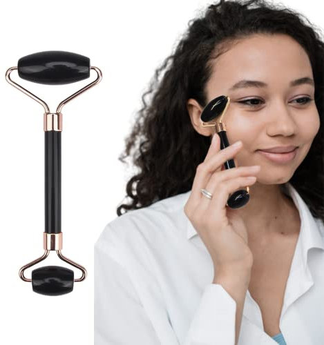 Sincero Salon - Ossidiana Nera Rullo Per Viso - Rullo Massaggio Viso - Massaggiatore Viso Antirughe e Lifting - Massaggiatore Facciale - Face Roller - Skin Care