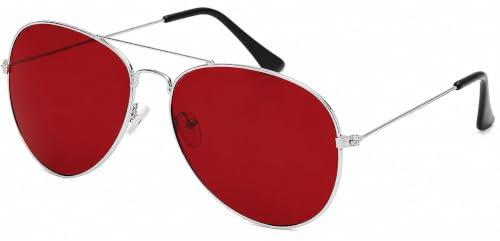 jokeshop Red Retro Pilot Glasses Top Flight Sunglasses Biker FBI Festival Fashion Fancy Dress