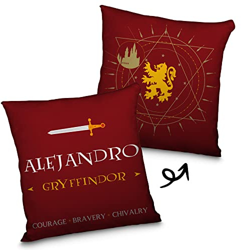 LolaPix Coussin Harry Gryffondor. Cadeaux Geek personnalisés. Coussin personnalisé. Impression 100% Recto-Verso. Remplissage Inclus. Différents modèles et Tailles. Gryffondor
