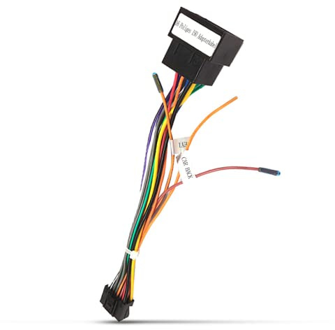 Hodozzy 16 Poliges Kabelbaum ISO Adapterkabel für Android Autoradio Universal ISO Standard Buchse, Radio Adapter Stecker 16 Pin mit Lenkrad Steuerleitungen und Rückwärtsgang Steuerleitung Kabelbaum