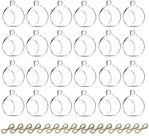 Sziqiqi Hanging Glass Ball – 24 Pieces Glass Ball Tealight Holder 6 cm Hanging Candle Holder for Wedding, Christmas, Birthday, Easter, Halloween, Garden