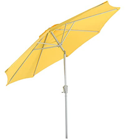 Mendler Sonnenschirm N18AM, Gartenschirm, Ø 2,7m neigbar Polyester/Alu 5kg - gelb