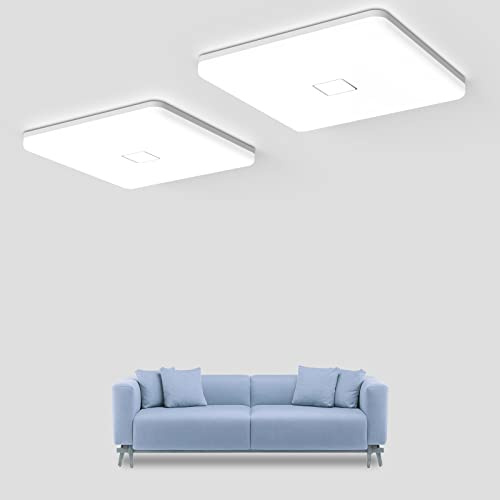 Airand LED Flush Mount Ceiling Light, 2PACK 24W 2050LM Square Ceiling Lights 5000K Daylight 12.6in LED Light Fixture IP44 Waterproof Ceiling Lights for Bedroom Kitchen Hallway Balcony Living Room