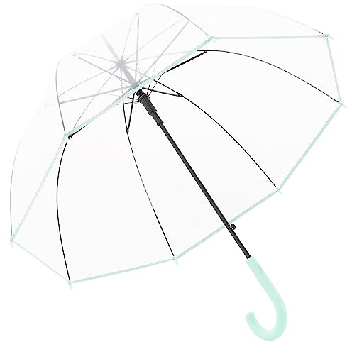 derby Doppio ombrello lungo Hit Lang AC trasparente – Automatico – Stabile e resistente al vento – Forma a campana, menta, m