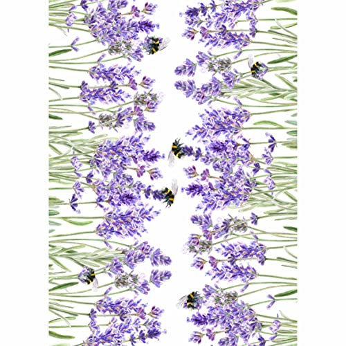 Reispapier, Lavendel-Bordüre, 29,21 x 40,64 cm, 3 Blatt bedrucktes Maulbeerpapier, 36 g/m², sichtbare Fasern für Decoupage, Möbel, Renovierung, Handwerk